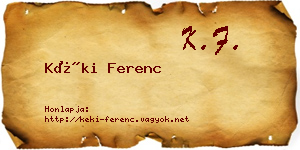 Kéki Ferenc névjegykártya